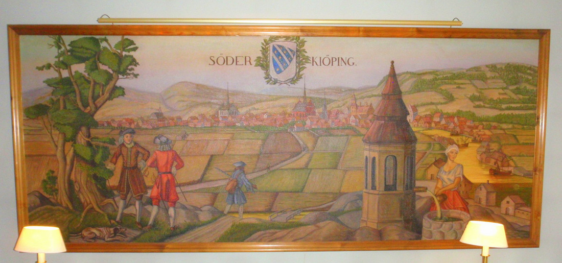 Wall Painting of Historic Söderköping in the Brunn Hotel's Parlor Area..